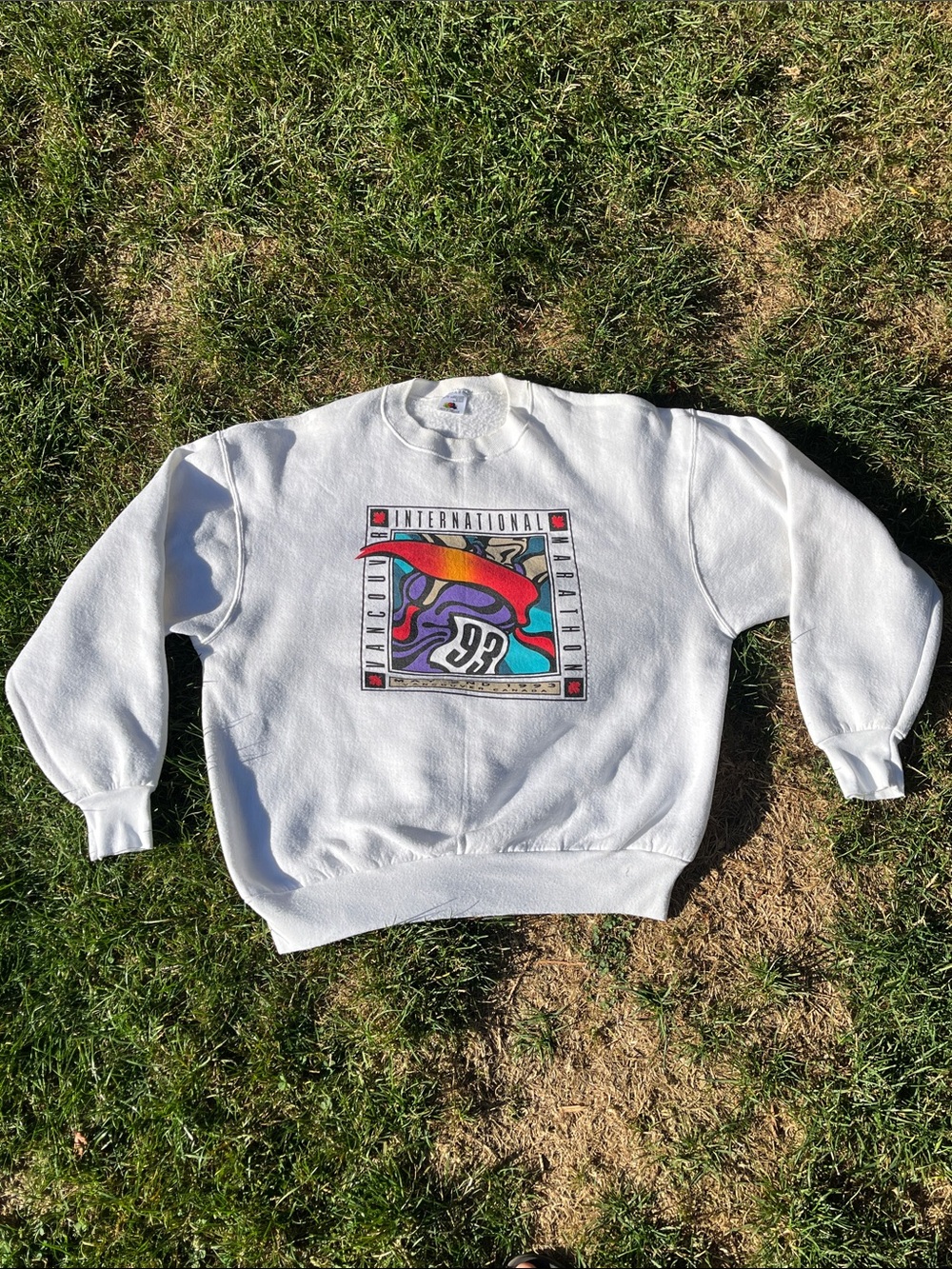 Vintage Fruit of The Loom Sweatshirt Vancouver Marathon 1993 XL